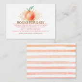 桃の果実と金ゴールド紙吹雪のベビー エンクロージャーカード (正面/裏面)