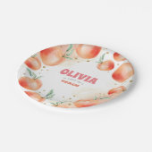 桃の果実と金ゴールド紙吹雪甘い可愛い誕生日 ペーパープレート (アングル)