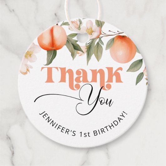 桃の果実の誕生日感謝していあなた フェイバータグ (正面)