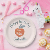 桃の果実、ハッピーバースデーのパーソナライズ名 ペーパープレート (パーティー)