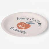 桃の果実、ハッピーバースデーのパーソナライズ名 ペーパープレート (アングル)