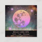 *~*桃の桃のグラデーション金ゴールドの月の星 スクエア名刺 (正面)