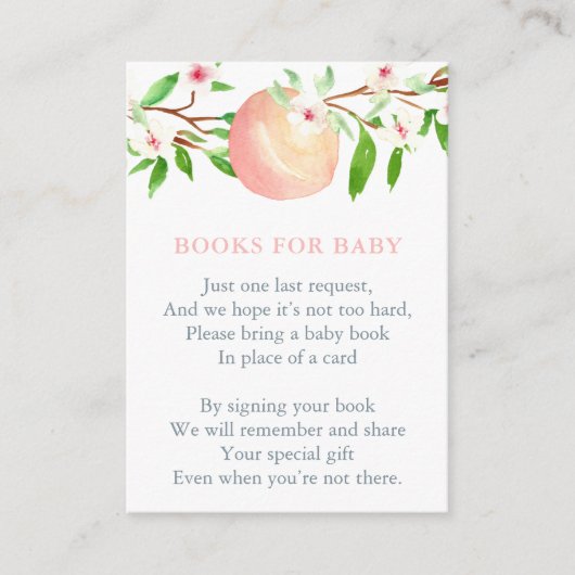 桃の構築ベビーガールのライブラリ赤ちゃんシャワー エンクロージャーカード (正面)