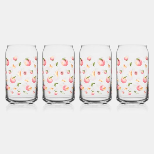 桃の模様 ガラス缶 (右)