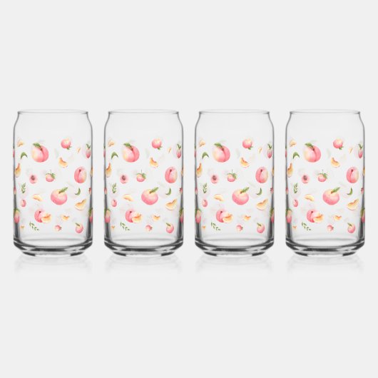 桃の模様 ガラス缶 (左)