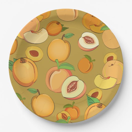 桃の模様 ペーパープレート (正面)