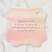 桃の水彩の花結婚の感謝 フェイバータグ (裏面)