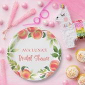 桃の水彩ウェディングシャワーの紙皿 ペーパープレート (パーティー)