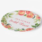 桃の水彩ウェディングシャワーの紙皿 ペーパープレート (アングル)