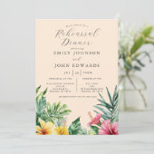 桃の水彩トロピカルフラワーのリハーサルディナー 招待状 (スタンド正面)