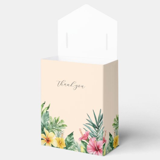 桃の水彩トロピカルフラワーウェディング フェイバーボックス (オープン)
