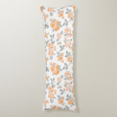 桃の水彩バラ模様 ボディピロー (正面縦)