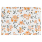 桃の水彩バラ模様 ラージペーパーバッグ (裏面)