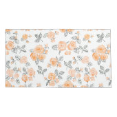 桃の水彩バラ模様 枕カバー (裏面-左)