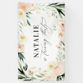 桃の水彩フローラ30歳誕生日パーティーデコーラ 横断幕 (縦)