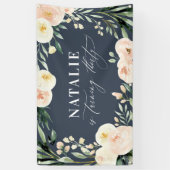 桃の水彩フローラ30歳誕生日パーティーデコーラ 横断幕 (縦)