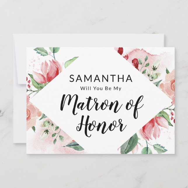 桃の水彩画ブライズメイド提案カード (正面)