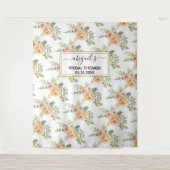 桃の水彩花の花嫁のシャワープリント タペストリー (正面)