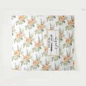 桃の水彩花の花嫁のシャワー タペストリー (正面(横))