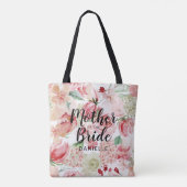 桃の水彩花嫁の母モノグラムの トートバッグ (裏面)