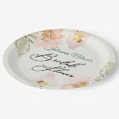 桃の水彩花柄の紙皿 ペーパープレート (アングル)