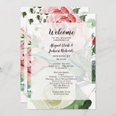 桃の水彩花結婚柄の式 プログラム (正面/裏面)