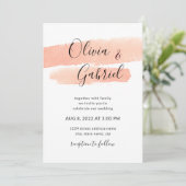 桃の水彩。シンプルモダン 招待状 (スタンド正面)