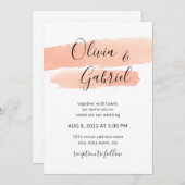 桃の水彩。シンプルモダン 招待状 (正面/裏面)