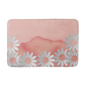 桃の水色と白い花 バスマット (正面)