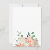 桃の水色のフローラ結婚式の日付を保存 カード (裏面)