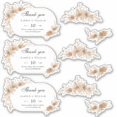 桃の水色の感謝してい花よ結婚のシール シール (正面)