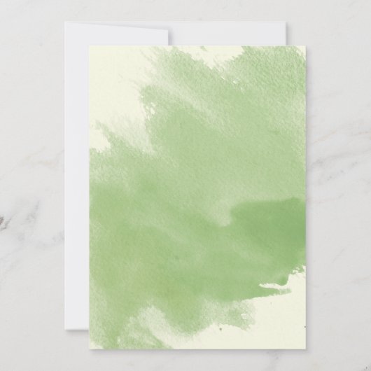 桃の水色の花のセージのアーチフローラ結婚ズ 招待状 (裏面)