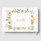 桃の水色の花のフローラ結婚ズ ゲストブック (裏面)