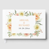 桃の水色の花のフローラ結婚ズ ゲストブック (正面)