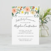 桃の水色の花の最初の聖なる聖餐式 招待状 (スタンド正面)