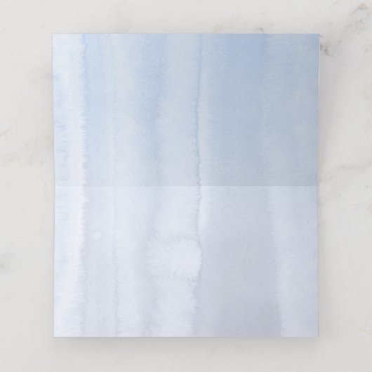 桃の水色の花ほこりっぽいブルー結婚ズ プレイスカード (内部開封)