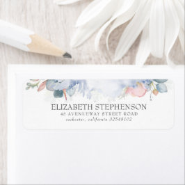 桃の水色の花エレガントほこりっぽい青 ラベル