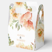 桃の水色の花葉と結婚の フェイバーボックス (オープン)