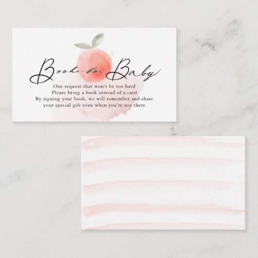 桃の水色の赤ちゃんシャワー予約リクエスト エンクロージャーカード (正面/裏面)