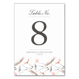 桃の水色ダンデリオン結婚のテーブルカード テーブルナンバー