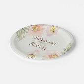 桃の水色フローラ紙プレート ペーパープレート (アングル)