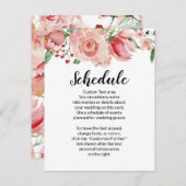 桃の水色フローラ縁ど結婚のスケジュール エンクロージャーカード (正面/裏面)