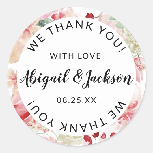 桃の水色結婚が愛に感謝 ラウンドシール (正面)