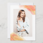 桃の水色金ゴールドグリッター写真Sweet 16 招待状 (裏面)