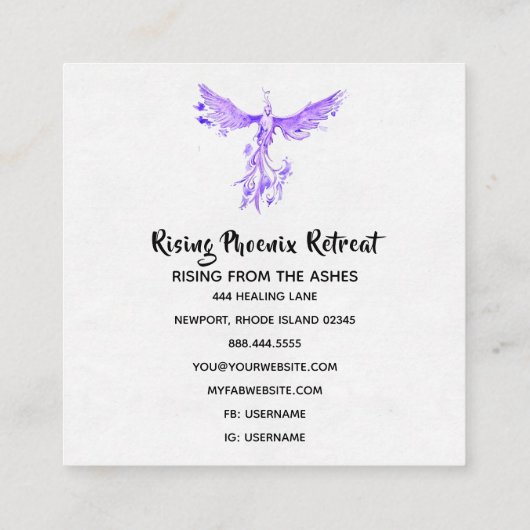 *~*桃の炎のフグラデーションェニックスリングや輪 スクエア名刺 (裏面)