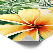 桃の熱帯の花結婚の歓迎サイン ポスター (角)