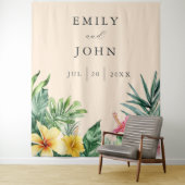 桃の熱帯の花結婚の背景 タペストリー (インサイチュ)