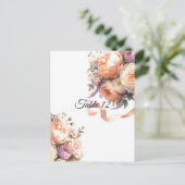 桃の牡丹とバラテーブルのシーティングカード ポストカード (スタンド正面)