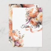 桃の牡丹とバラテーブルのシーティングカード ポストカード (正面/裏面)