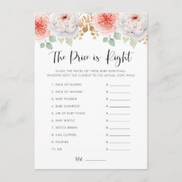 桃の牡丹と金ゴールド葉は、価格ゲームを推測 エンクロージャーカード